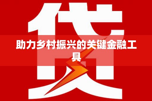 金水助力乡村振兴的关键金融工具