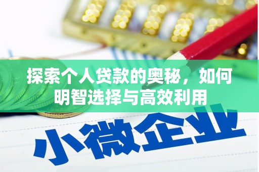 金水探索个人贷款的奥秘，如何明智选择与高效利用
