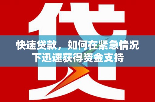金水快速贷款，如何在紧急情况下迅速获得资金支持